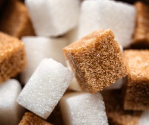 Different types of sugar - brown and white sugar
